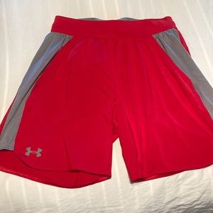 Women's Under Armour red athletic shorts 5" inseam. NWOT